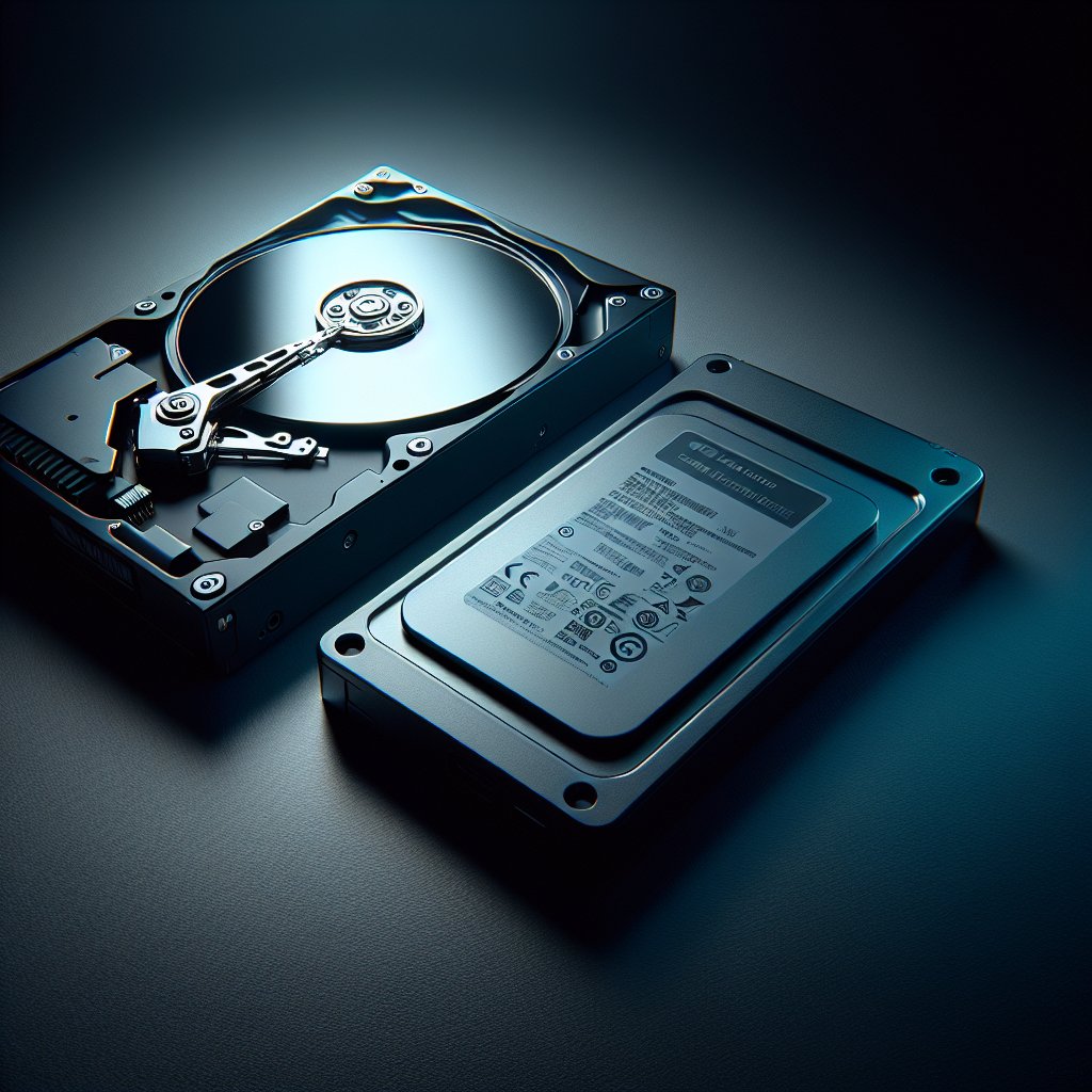 HDD and SSD comparison on dark surface