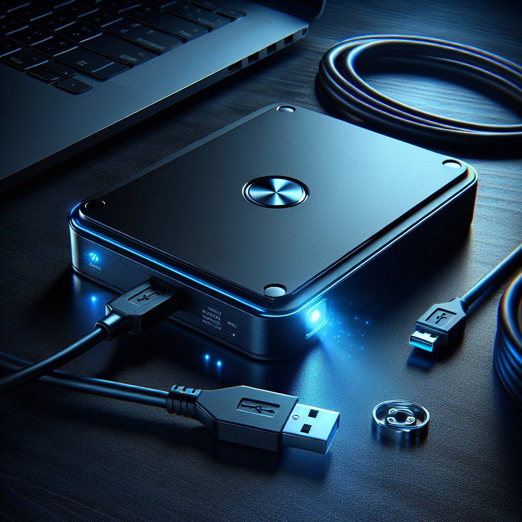 Portable external hard drive with USB cable