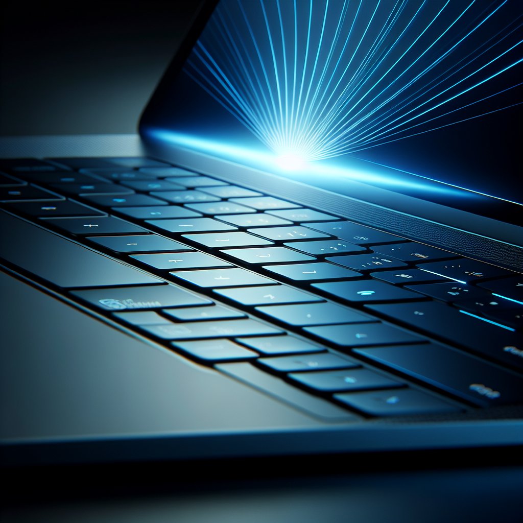 Laptop with glowing screen for system settings