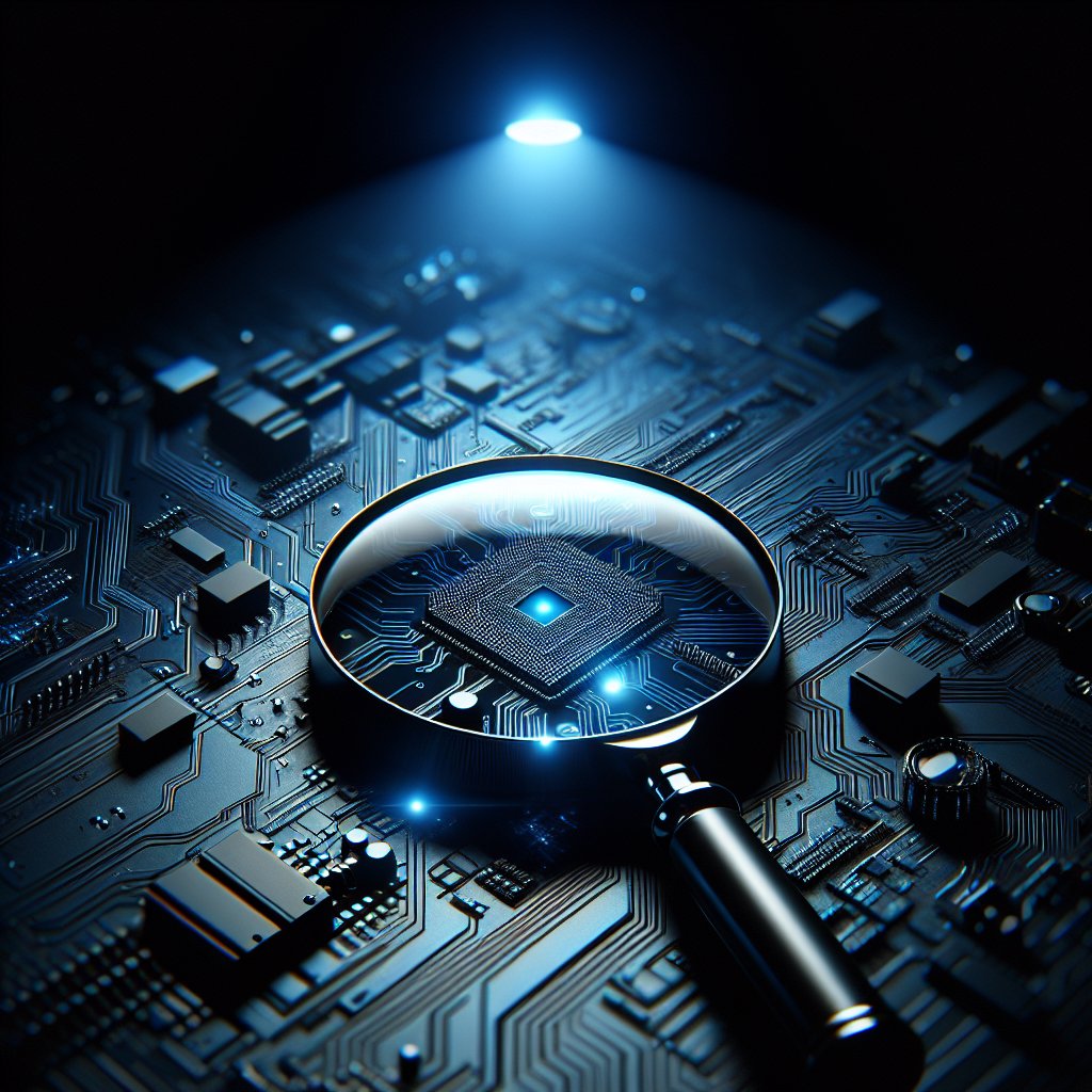 Magnifying glass over circuit board